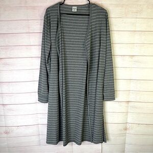 Allthreads NWOT Gray White Striped Long Sleeve Coastal Cardigan Size XL